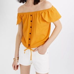 Navy Madewell Off-Shoulder Texture Thread Top